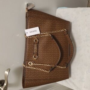 Guess Tan Monogram Tote Bag